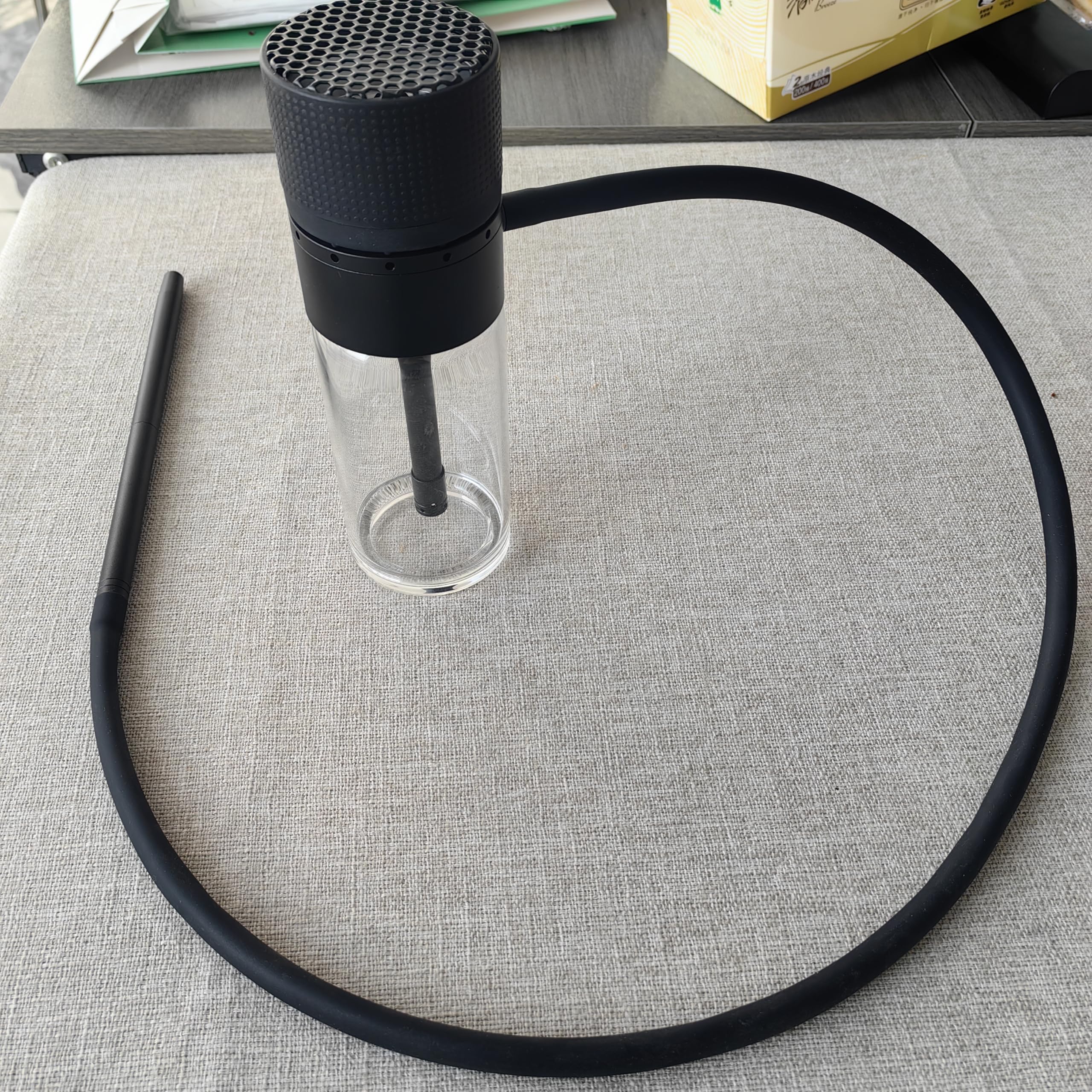 Glass Metal Portable Hookah Cup Set for Car Travel Outdoor Including All Accessories Black