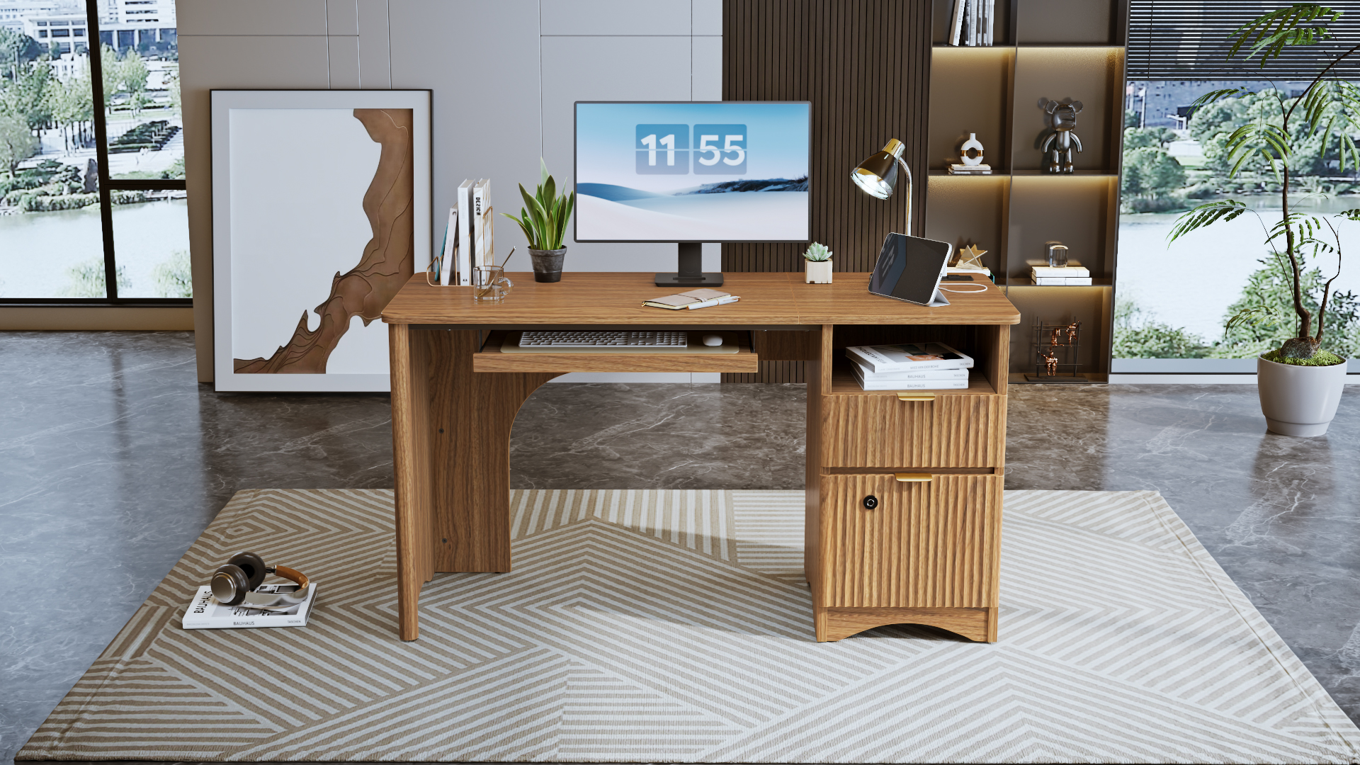 Amazon.com: Bestier 55 Inch Computer Desk with Fingerprint