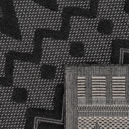 Miniatura 10 de Paco Home Alfombra para interiores y exteriores con patrón bohemio texturizado en crema, tamaño 3'11" x 5'3"