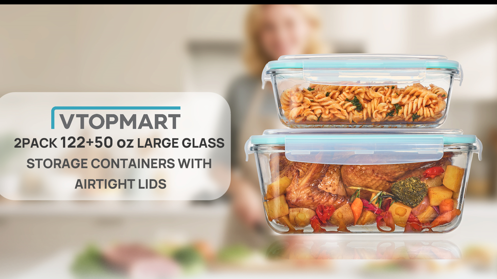 Amazon.com: Vtopmart Large Glass Food Storage Containers with Lids