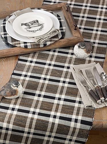 Miniatura 3 de SARO LIFESTYLE Camino de mesa de jacinto de agua tejido a cuadros de color natural, 16 x 72 pulgadas, rectangular, 16 x 72 pulgadas