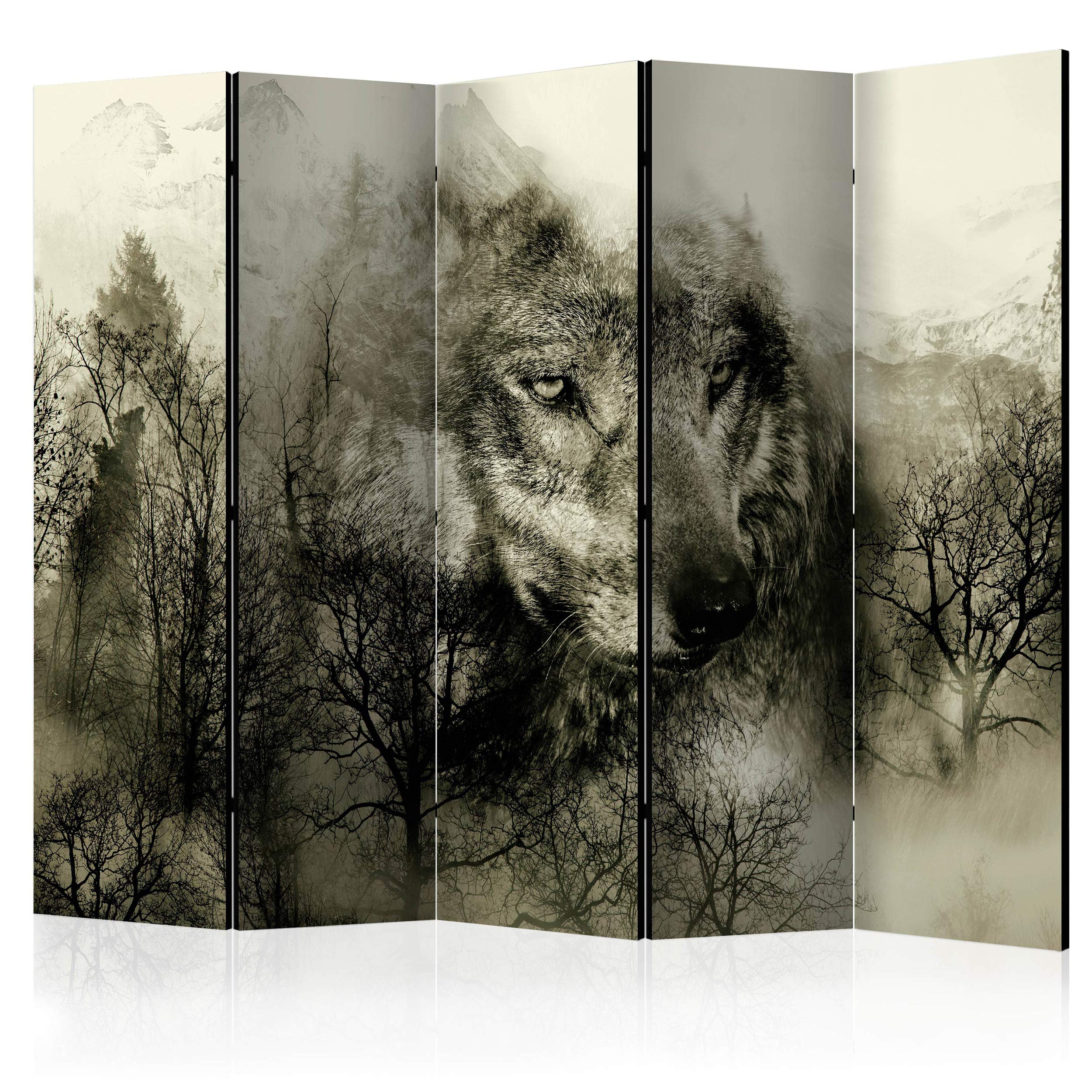 murando   Paravent Raumteiler Innen Landschaft 225x172 cm 5 teilig Einseitig Raumtrenner Trennwand Holz Room Divider Sichtschutz Spanische Wand Raum Abtrennung Gebirge Himmel Wolken blau c C 0274 z c
