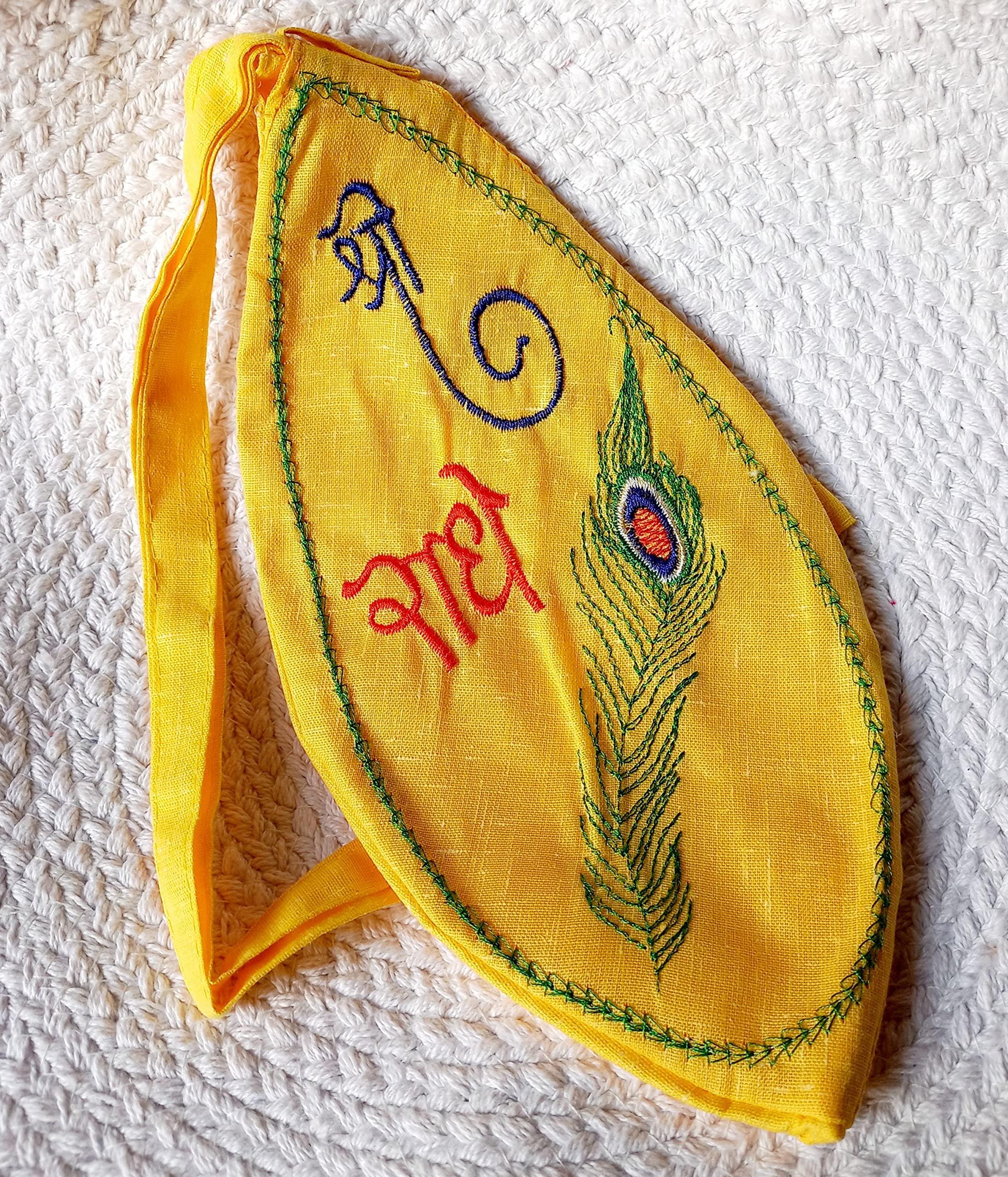 UAS Yellow Khadi Zipped Bead Bag Embroidery ONE Side-image-12