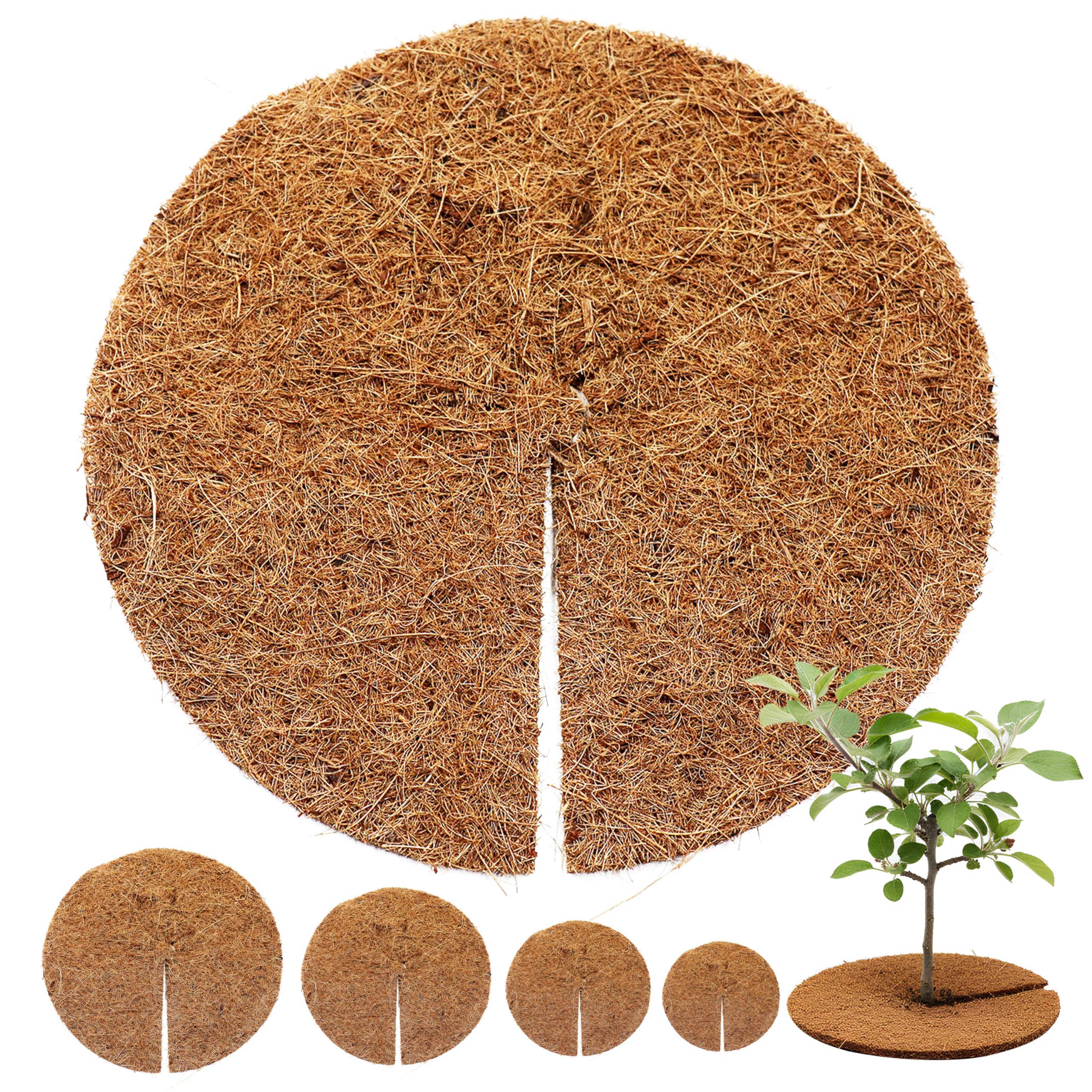 greentex Kokos Mulchscheiben 80 cm Ø – 5 Stück | 100% natürliche Kokosfaser | Winterschutz & Frostschutz für Topfpflanzen & Kübel | Unkrautschutz Abdeckscheiben Pflanzenschutz