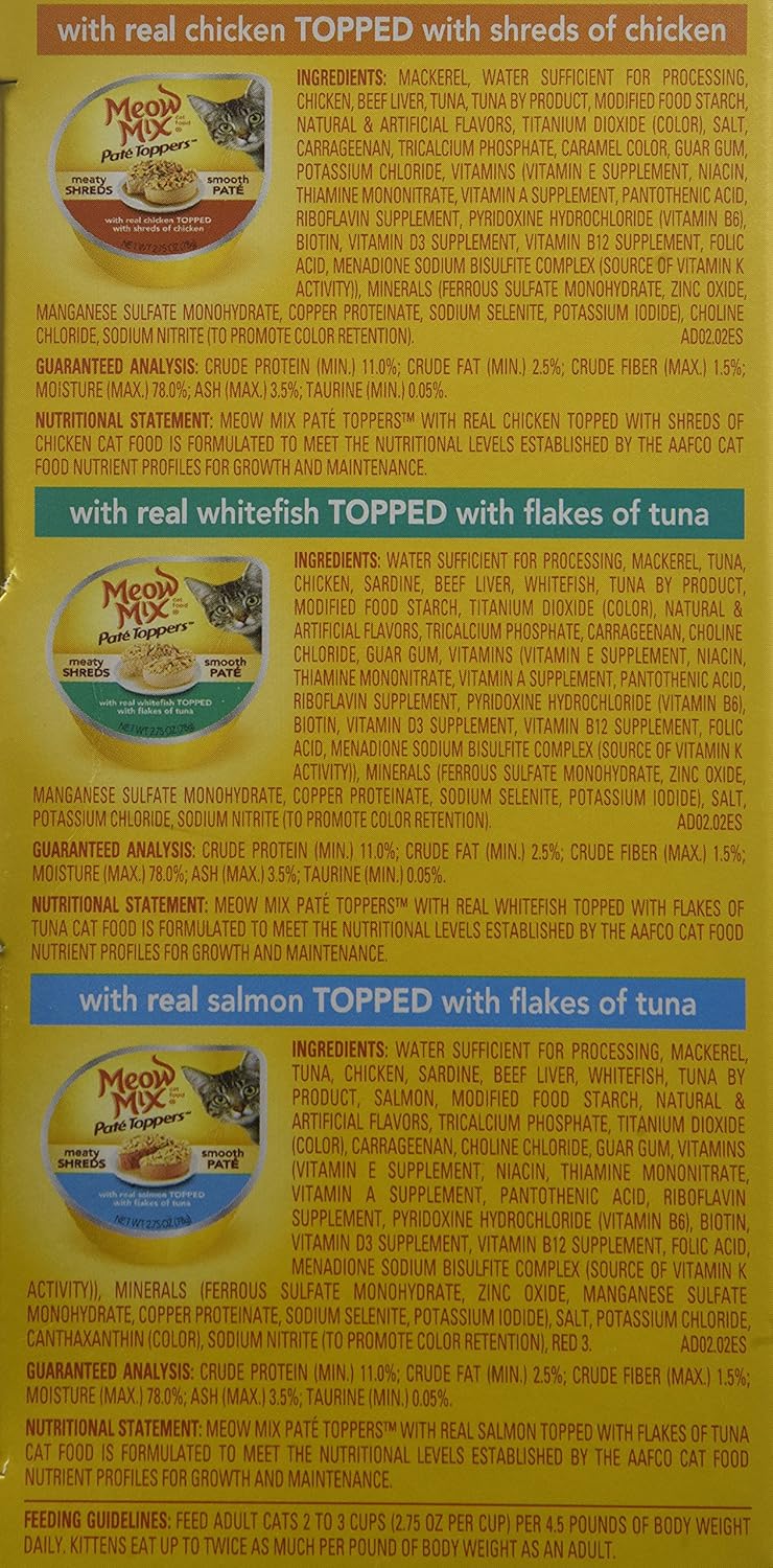 Meow Mix Company 799451-Pack 4 Mix Pate Topper Seafood/Chicken Variety, 2.75-Ounce, (Pack of 4)