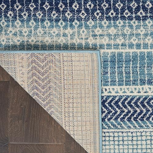 Miniatura 8 de Nourison Passion Bohemian - Alfombra azul marino de 5 pies 3 pulgadas x 7 pies 3 pulgadas, fácil de limpiar, no se desprende, dormitorio, sala de