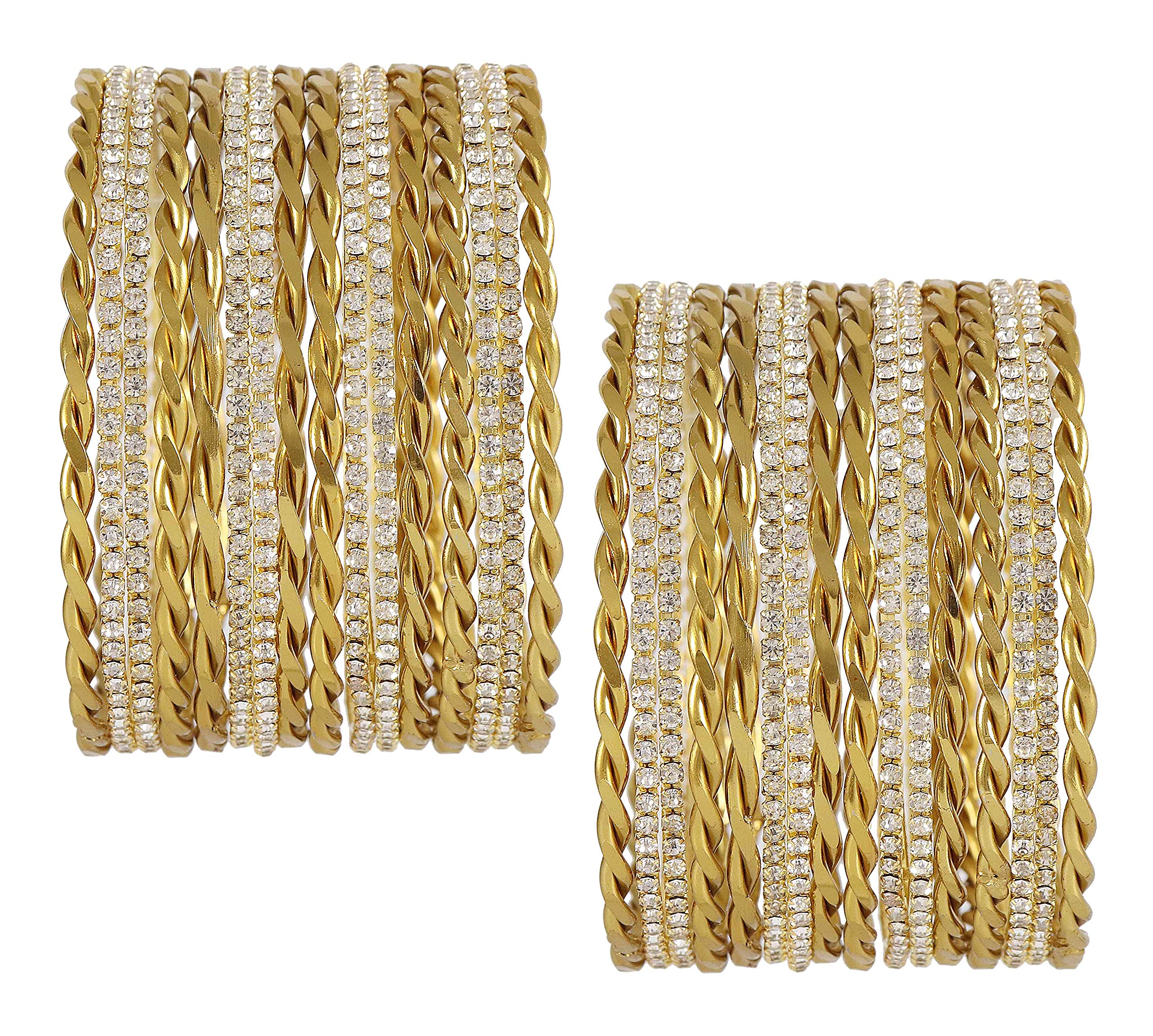 NMII Traditional Gold Plated Zircon Gemstone Studded Metal Bangles Set For Women & Girls | Fancy Womens Bangles | Fashion Jewellery Items | Chudi Set Golden | Designer Bangles-(RB1_D-Silver-2.2) (B092ZZ62YH) Amazon Price History, Amazon Price Tracker