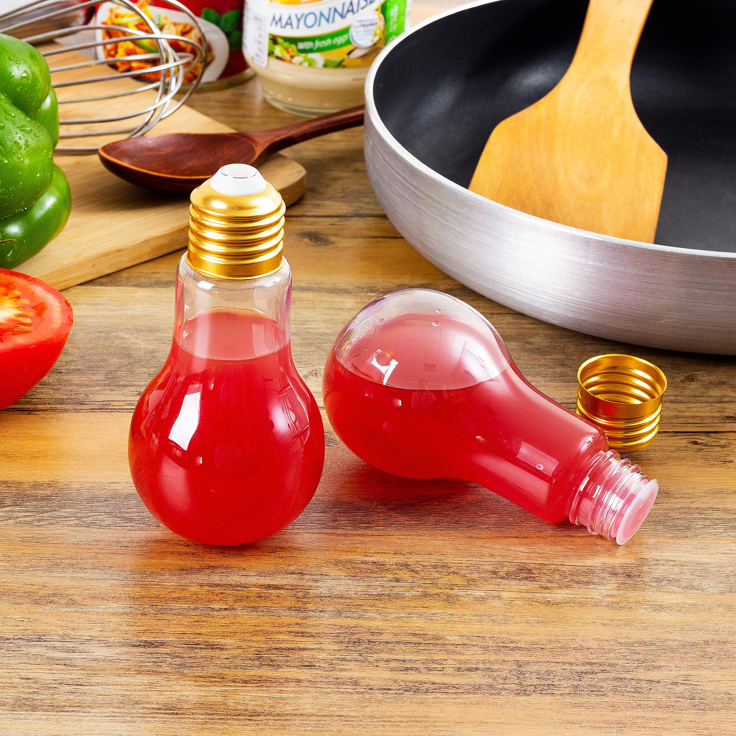 Plastic Light Bulb Jars Gold 24pc Case 100ml Clear with Labels