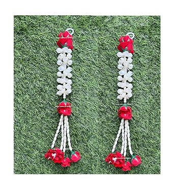 SPHINX Artificial Jasmine and Rose Clustered/Tassles Decorative Garlands/Torans/Floral Hangings for Festive Decorations, Pooja, Wedding, House Function – Pack of (Approx 1 ft, 2 Piece)