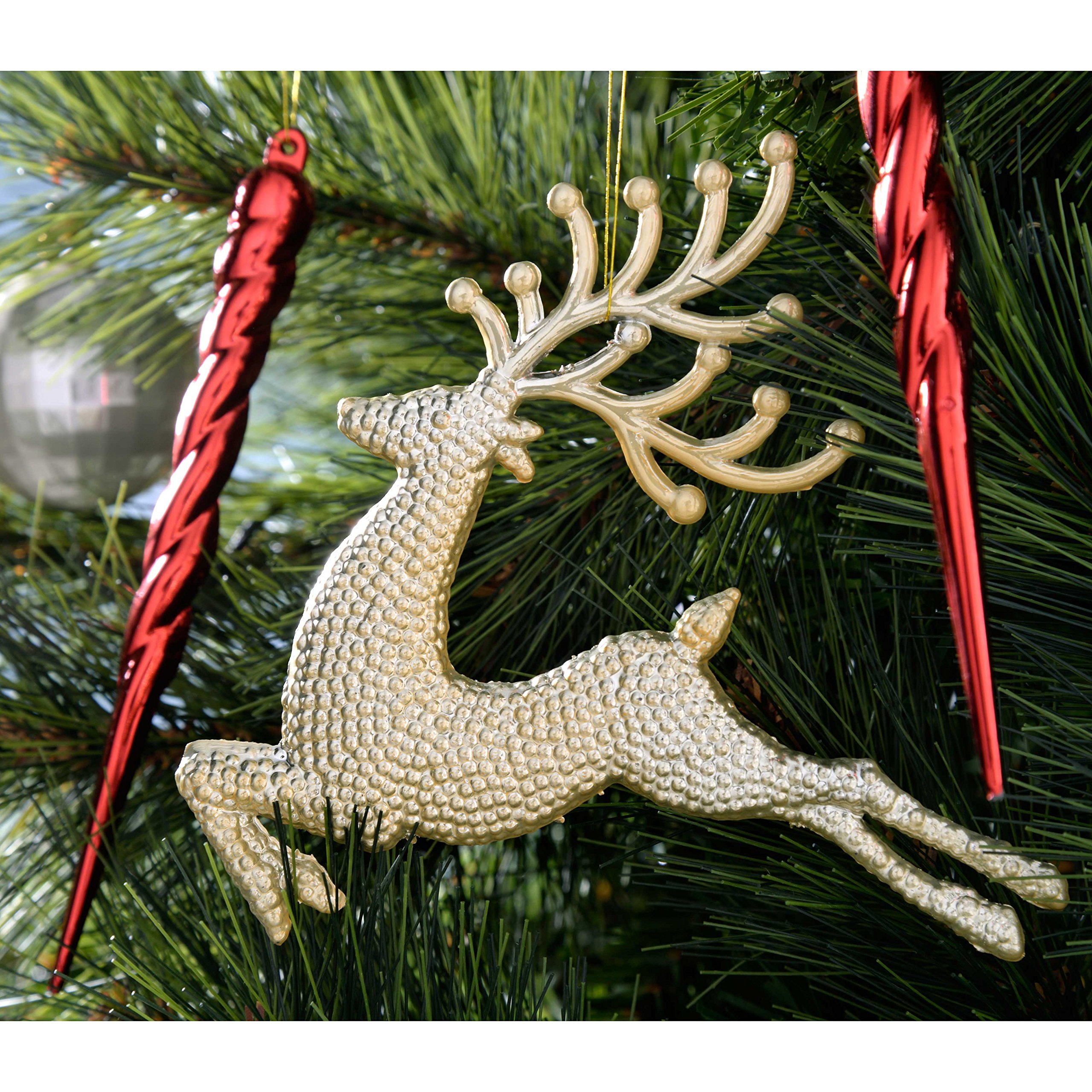 WeRChristmas Juego Bolas inastillables para árbol de Navidad, Color Rojo, Blanco, Dorado, Chocolate, Baya, 50 Piece