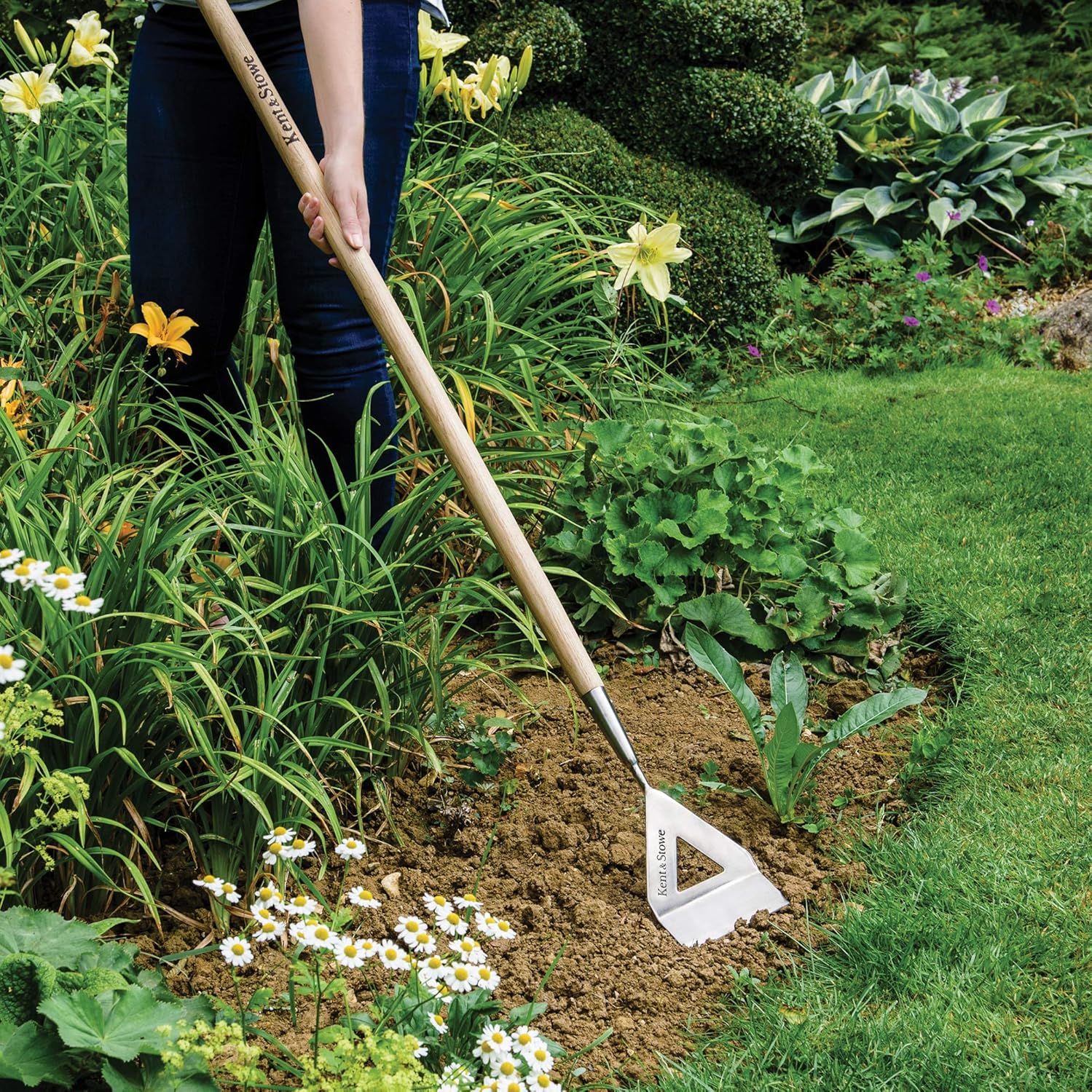 Kent & Stowe Long Handle Dutch Hoe Made of ash Wood and Stainless Steel, 732608