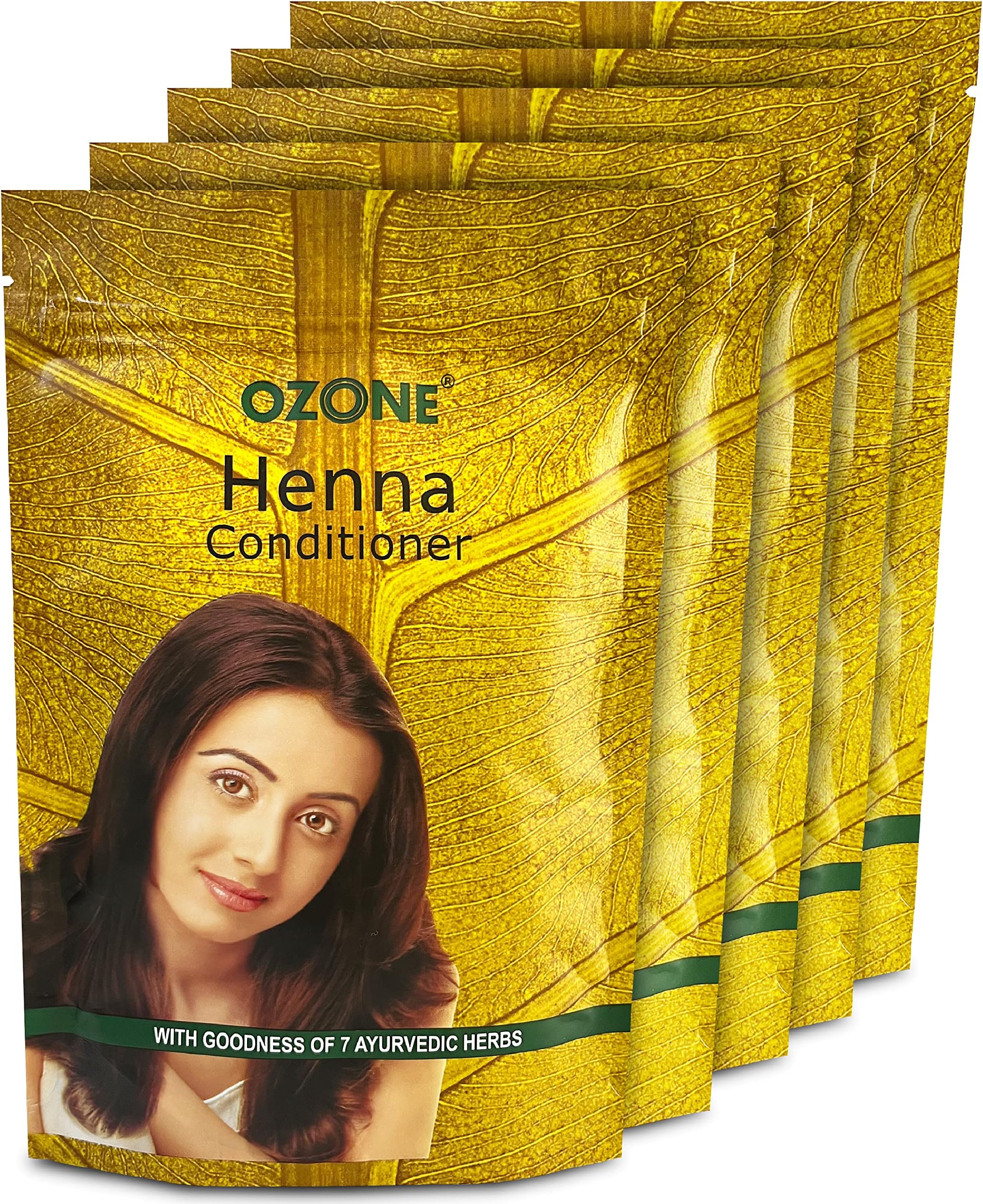 Ozone Henna (Mehndi) Powder | Enriched with Bhringraj, Amla, Reetha, Methi & Shankapushpi | For Naturally Colored Hair, Hair Growth, Clean Healthy & Bouncy Hair | 100gm (Pack of 5)