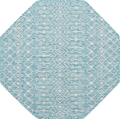 Vista 492 de Unique Loom Alfombra Colección enrejado Marroquí Celosía Transicional Interior y Exterior, Polipropileno Gris carbón/natural