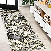 Vista 14 de JONATHAN Y Alfombra de pasillo beige/marfil con espiral marmoleada 2X8 pies, abstracta para sala de estar, dormitorio, cocina, oficina, fácil
