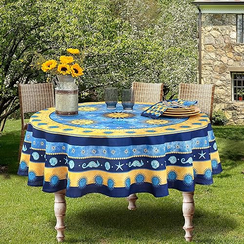 Miniatura 7 de Home Bargains Plus Celestial Shells, Sun and Seashell - Camino de mesa de tela con bordes, resistente a las manchas y al agua, sin arrugas, camino