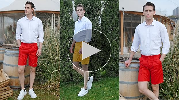 Mens Dress Shorts Slim Fit Flat Front Shorts Classic 9