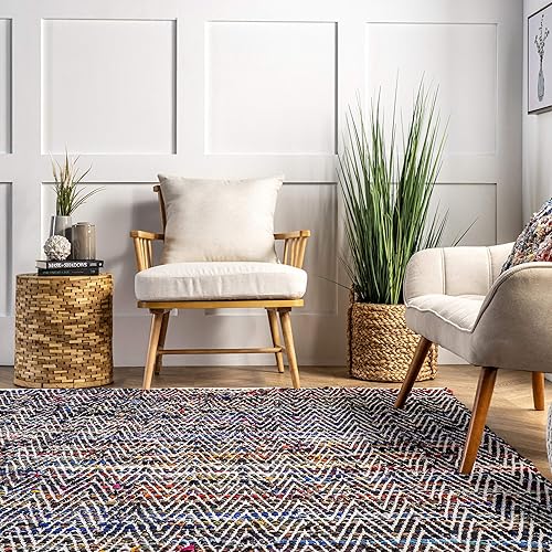 Miniatura 3 de nuLOOM - Alfombra VIAG01A tejida a mano con patrón de galón