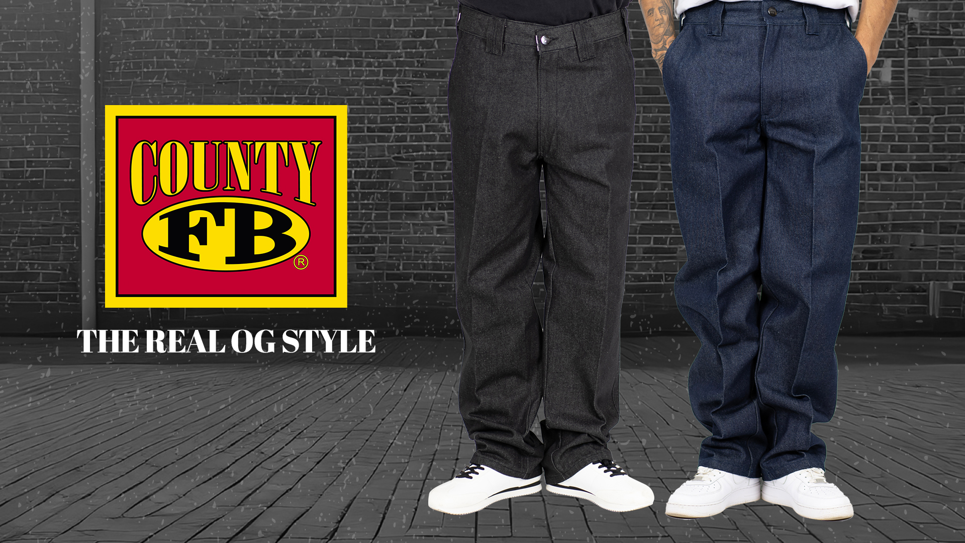 FB County Hard Denim Pants, Indigo and Black, 30 - Unisex, Durable