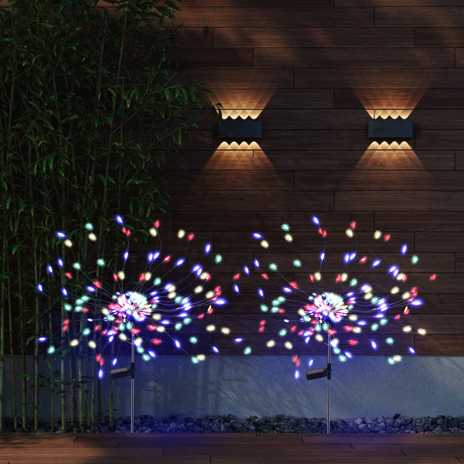 PXBNIUYA 4 Pack 175 LED Solar Garden Light for Yard,Firework