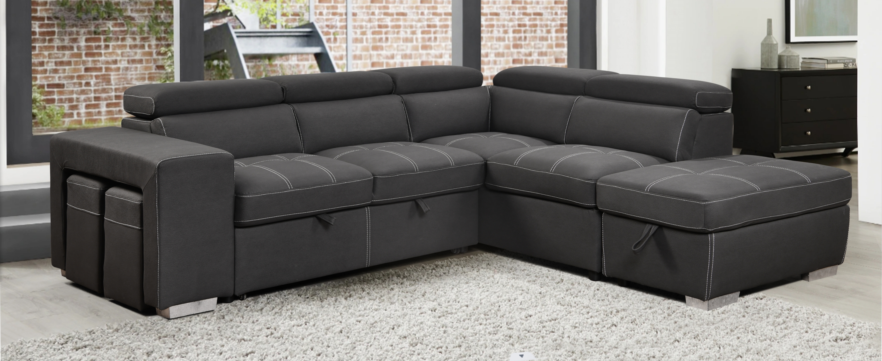 Watch THSUPER 104 IN L Shaped Sectional Sleeper Sofa with PullOut on ...