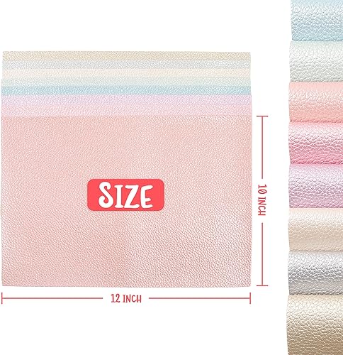 Miniatura 5 de LOTOFUN Hojas de cuero sintético de perlas brillantes tela de cuero sintético PU metálica con textura brillante perla suave, 8 unidsjuego de 12 x 8