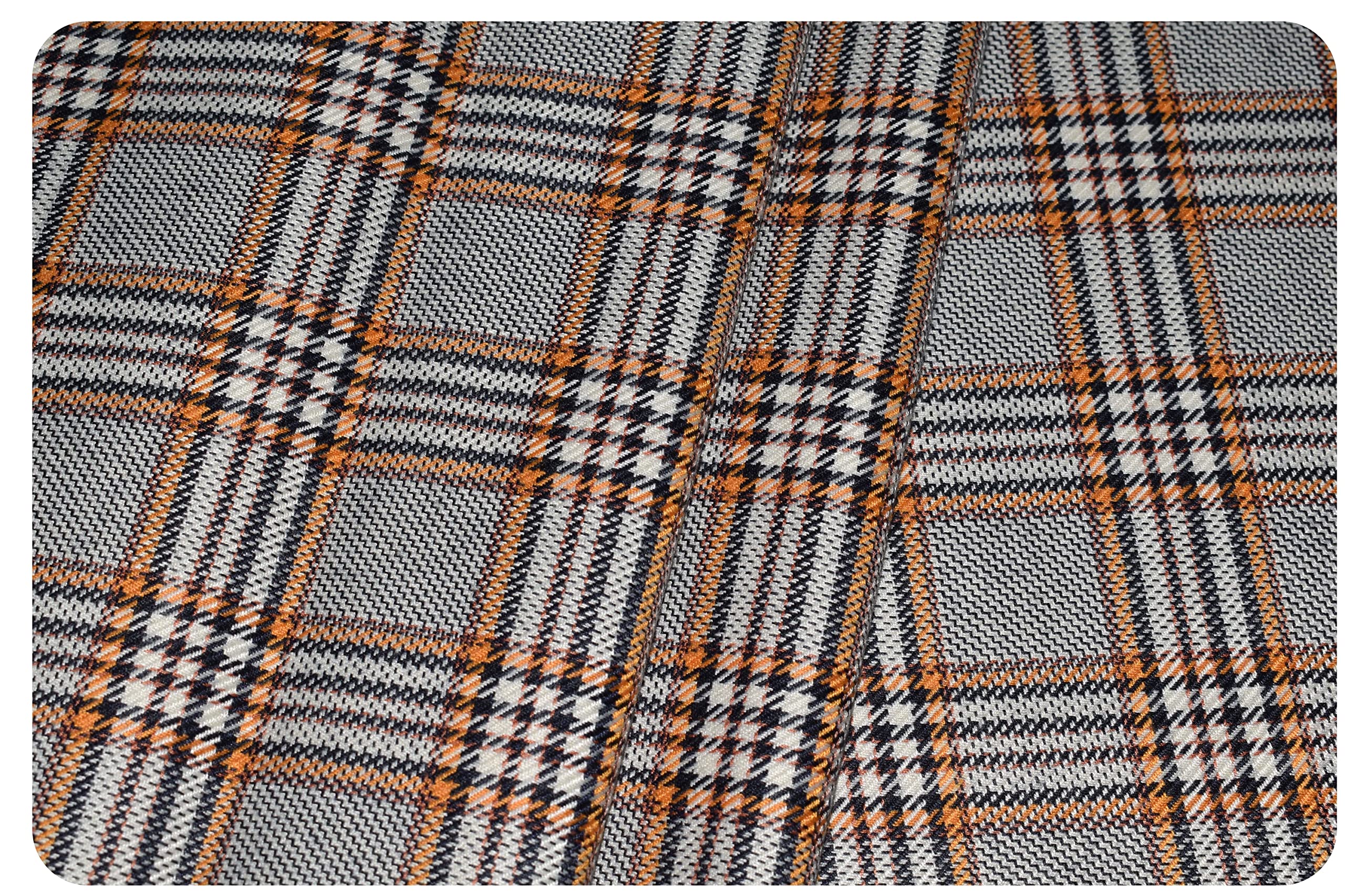 j jamsty Men's Premium Poly Viscose Checkered Unstitched Blazer or Jacket Fabric (Grey & Musturd)(2.10 Meter, Free Size)-picture-36