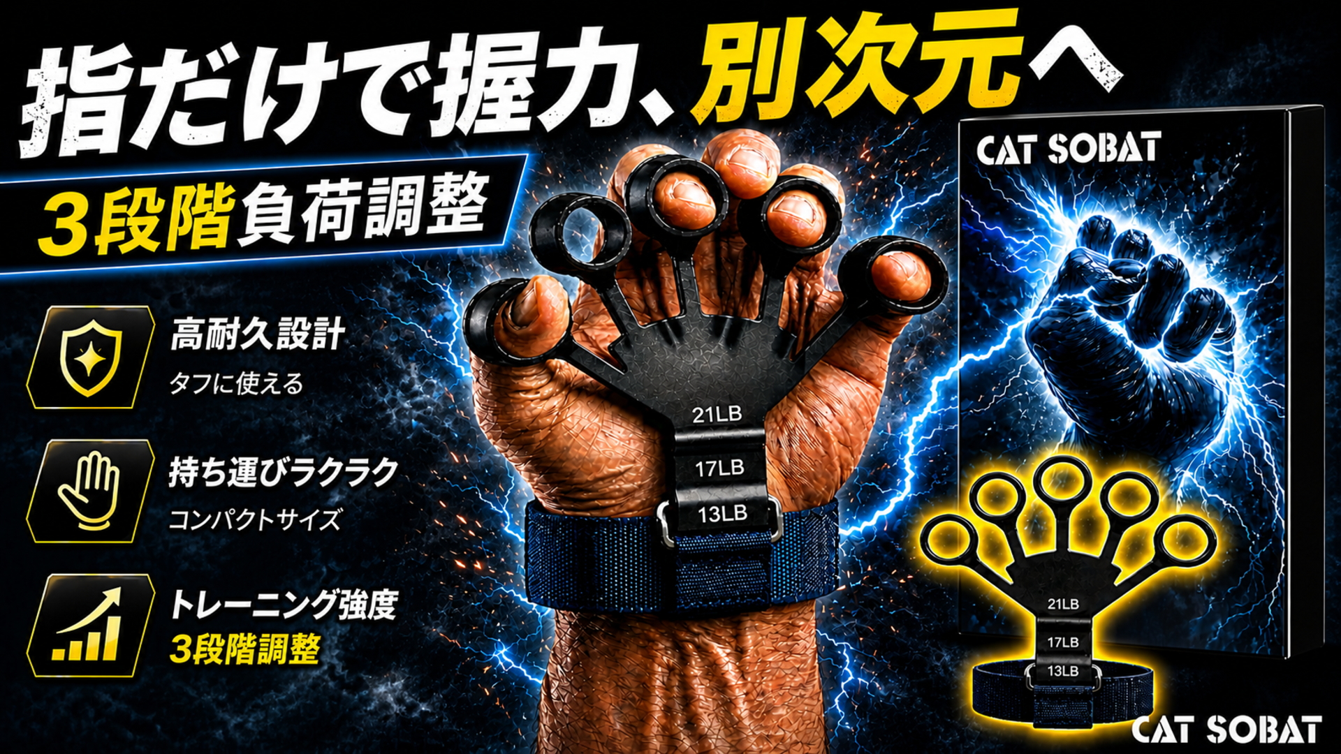 Amazon | Catsobat ハンドグリップ パワーフィンガーグリップ 2個