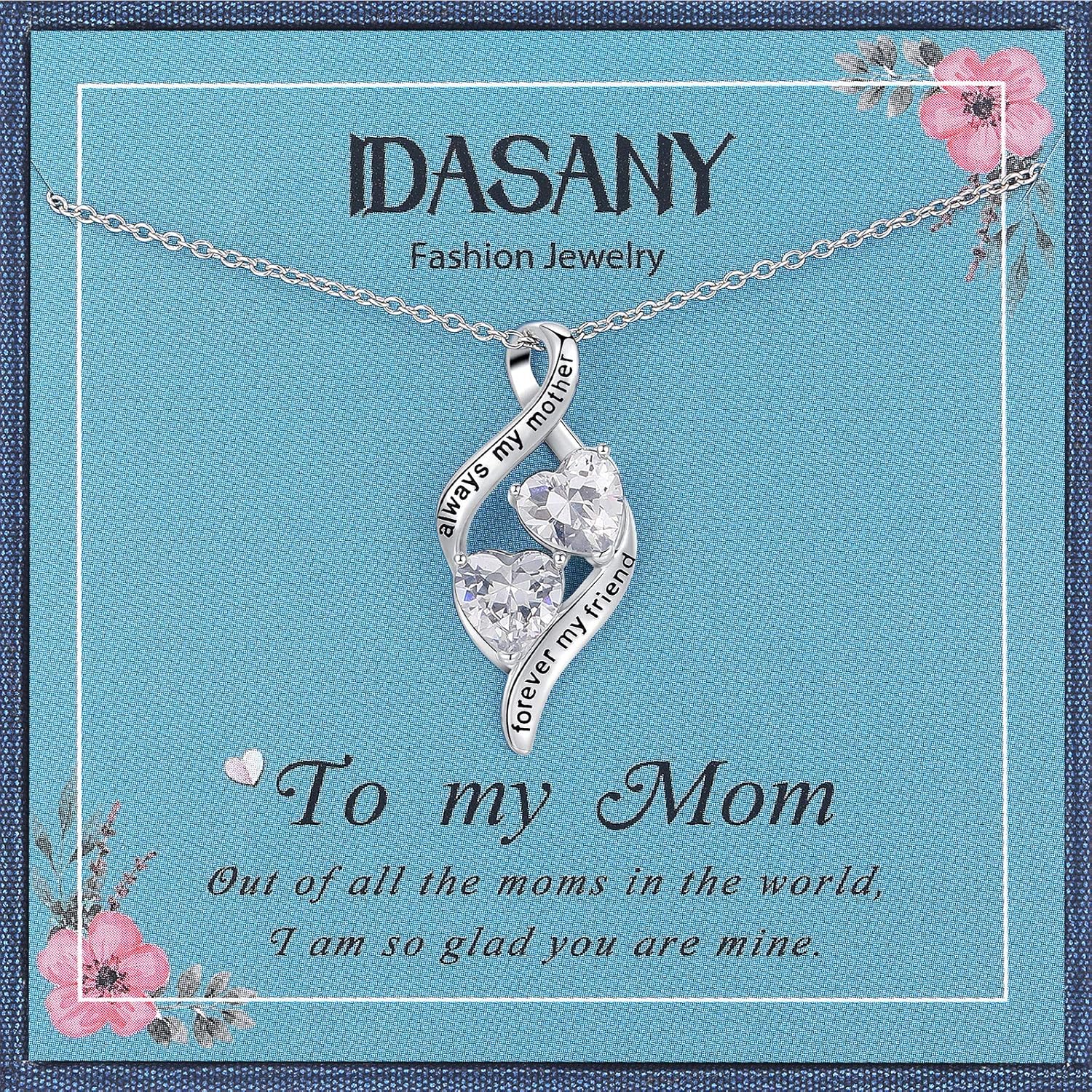 Gifts for Mom from Daughter & Son- Sterling Silver Heart Cubic Zirconia Pendant Necklace for sister/daughter/nana Mother's Day Birthday(with GiftBox) - Image 4