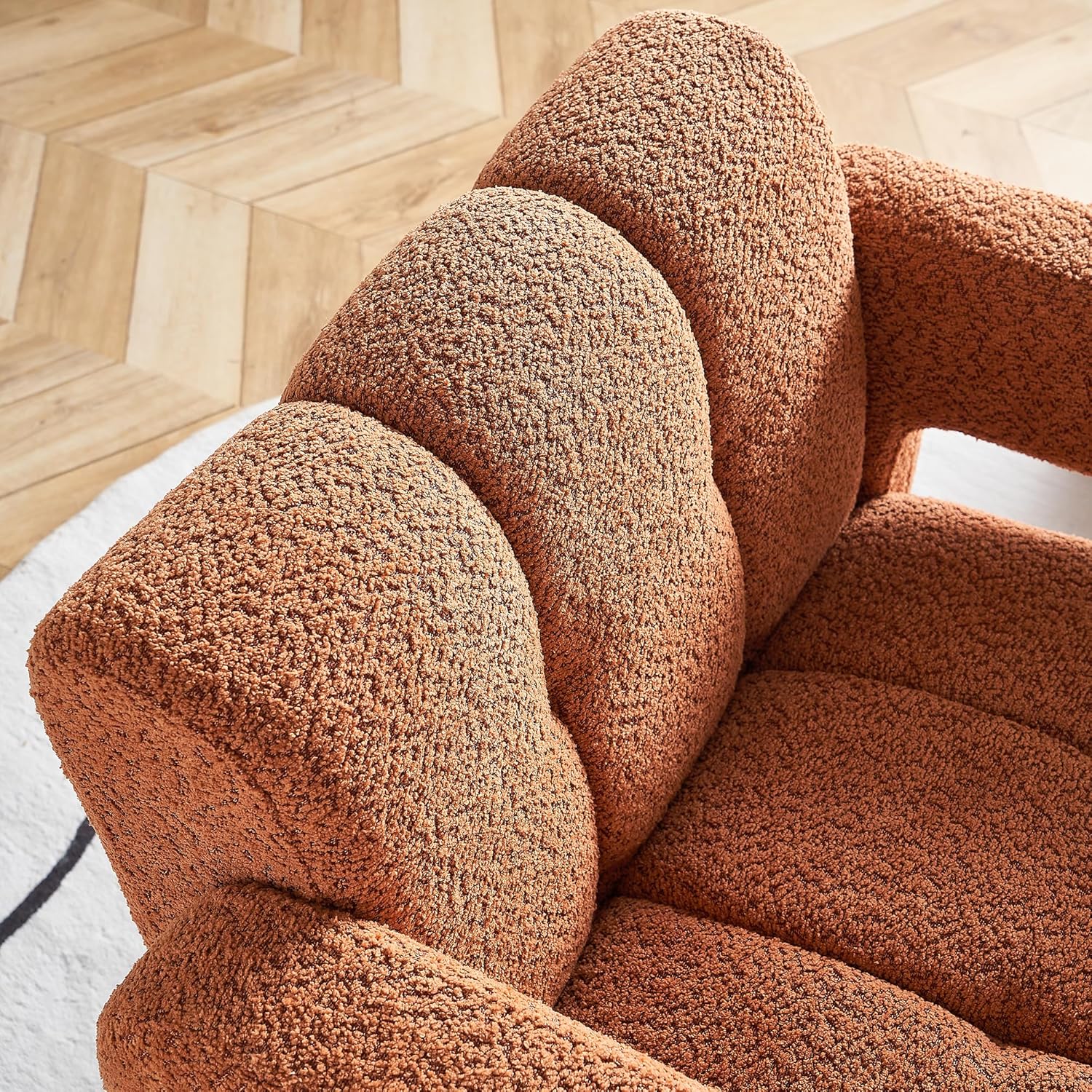 Tmosi Boucle Accent Chair, Contemporary Designed Upholstered Arm Chair, Comfy Side Chair Lounge Reading Chair for Living Room, Bedroom, Apartment (Orange)