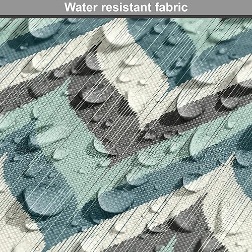 Miniatura 6 de Lunarable The Yard, tela aguamarina con forma de cuento de ballenas onduladas, diseño de rayas grunge, tela decorativa para tapicería y detalles del