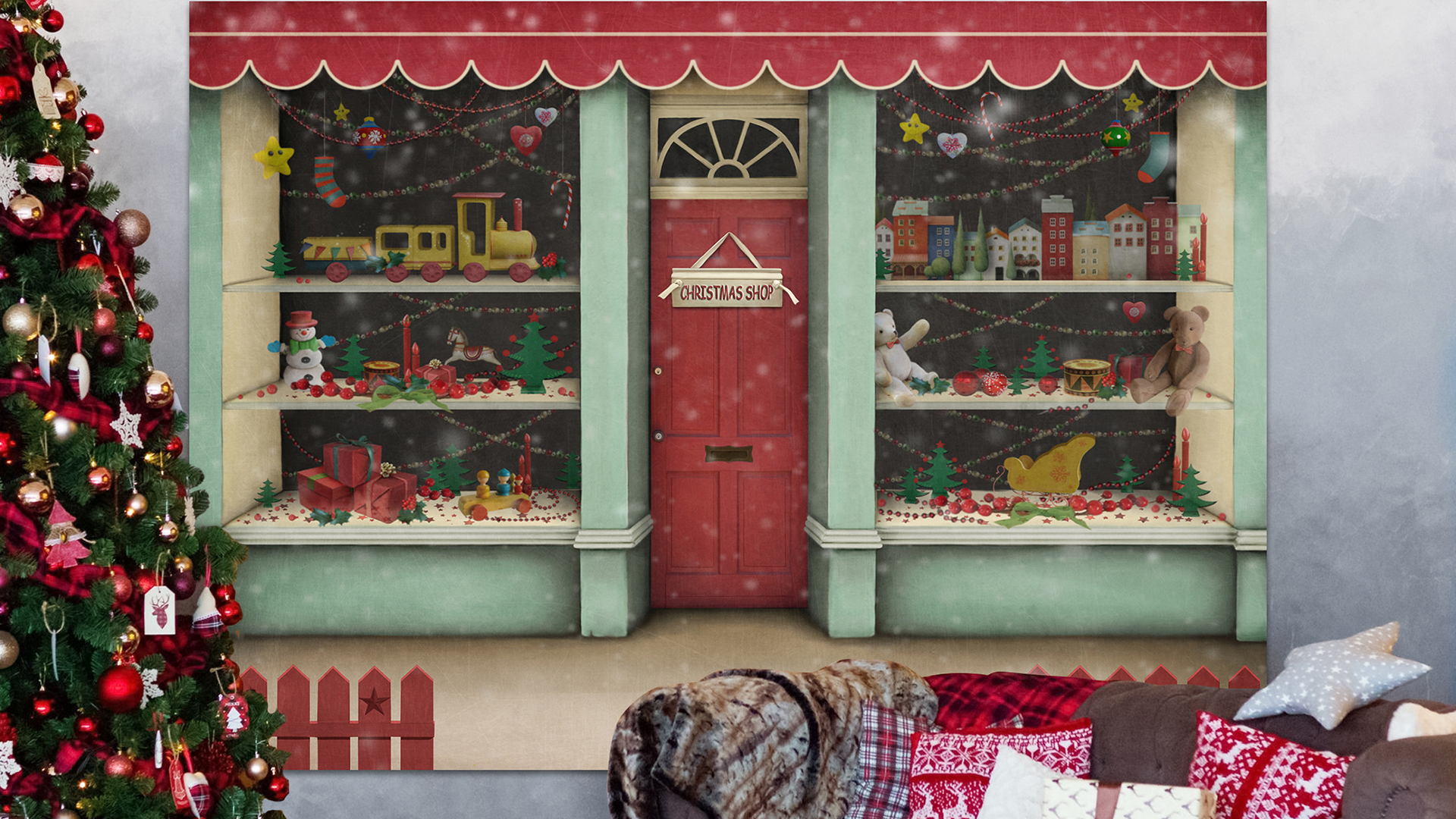 Amazon.com : 7 x 5 FT Christmas Shop Backdrop - Large Santa's Toy
