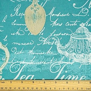 Stitch & Sparkle 100% Cotton 44" Teatime Sewing & Craft Fabric by The Yard, Blue, Aqua
