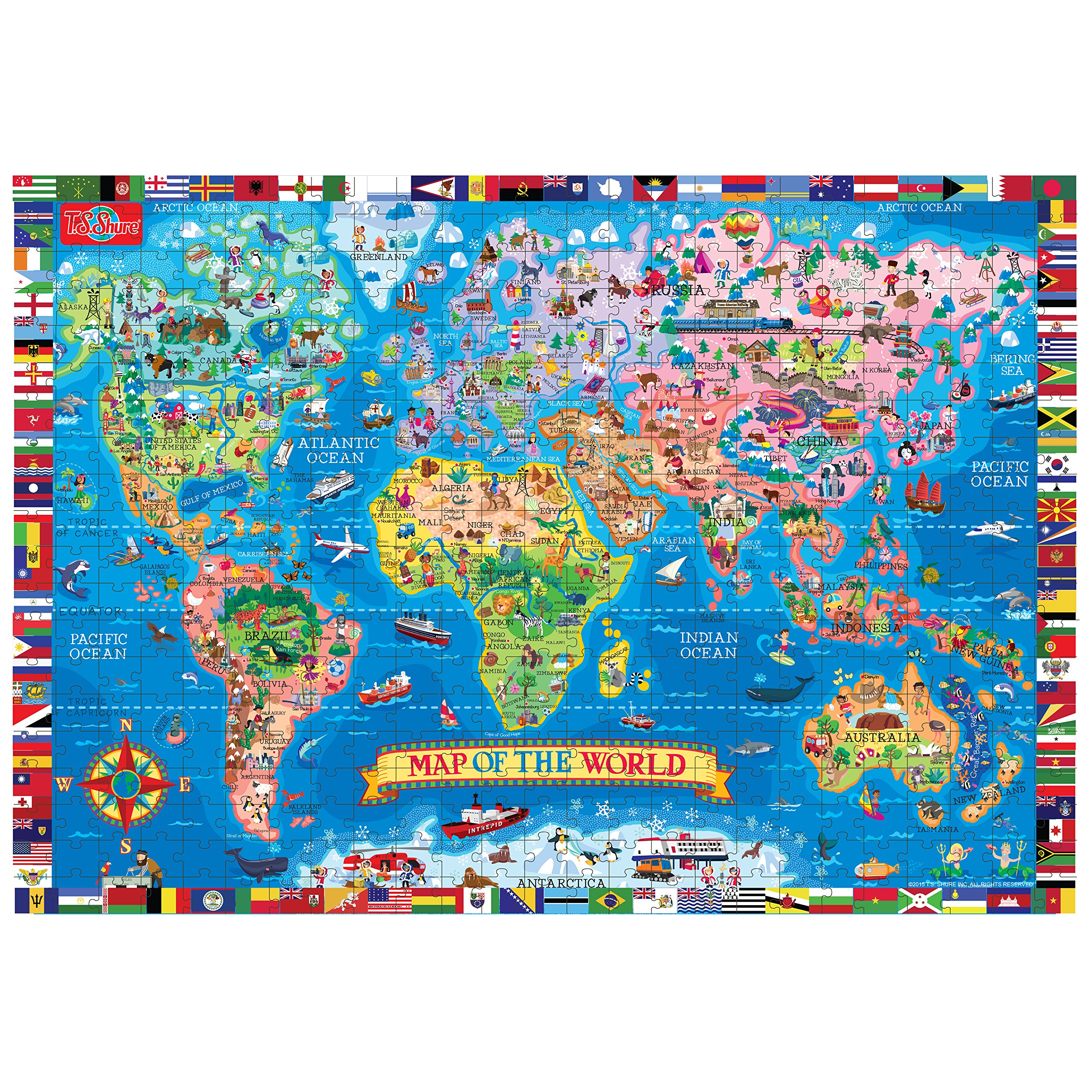 Buy T.S. Shure PuzBox World Map: 500 Piece Puzzle in Jumbo Box