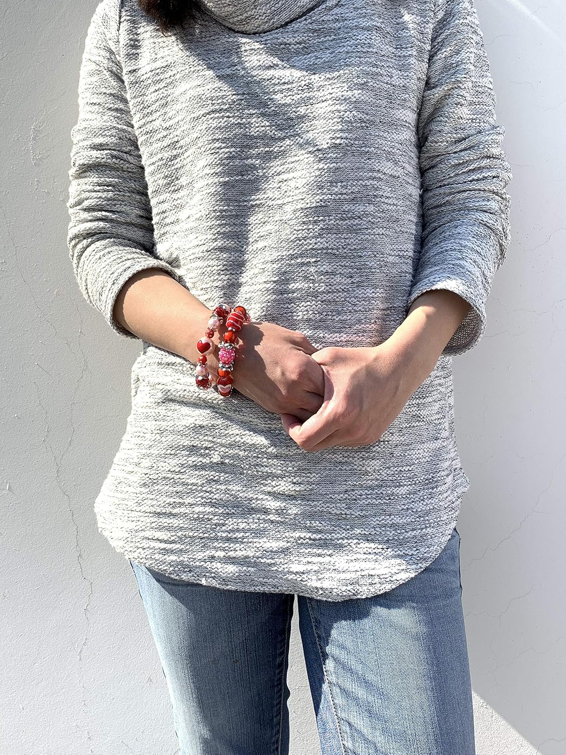 Valentine Bracelet, Heart Glass Beaded Stretch Bracelet for Women, Birthday Christmas Gift for Her, 1 Pc - Image 3