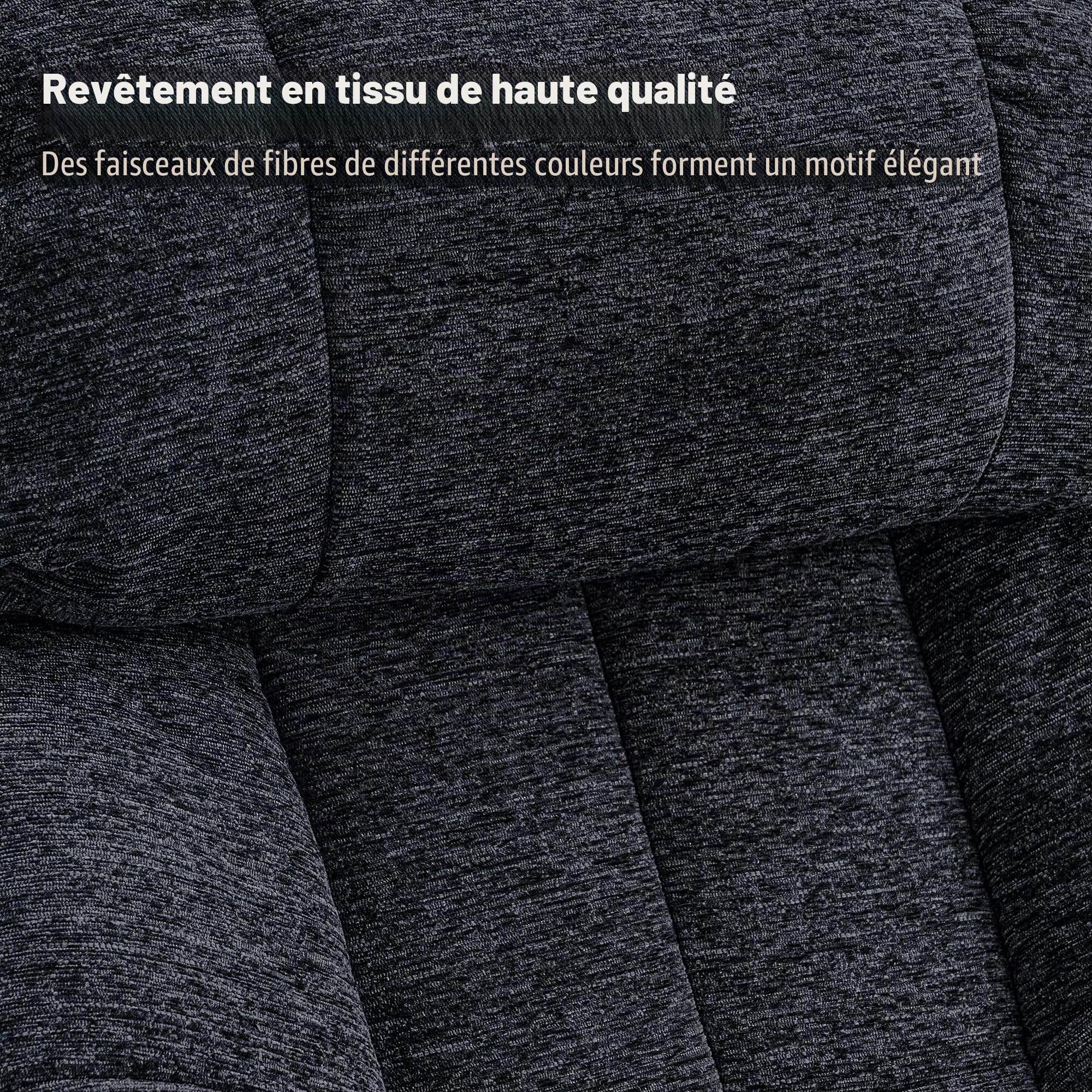 M MCombo 9066 Fauteuil Relax avec Pouf, pivotant,avec Fonction Chaise Longue, avec Coussin et Poche latérale, sans Fonction Massage, Tissu, Gris foncé