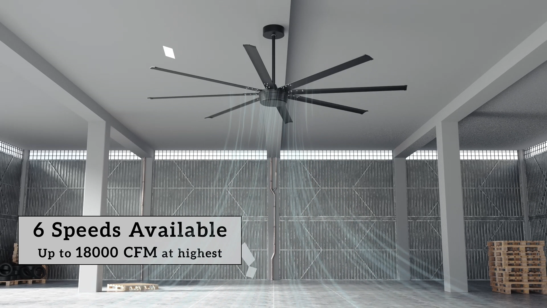 Ohniyou 96'' Large Industrial Ceiling Fan - DC Motor Shop Ceiling