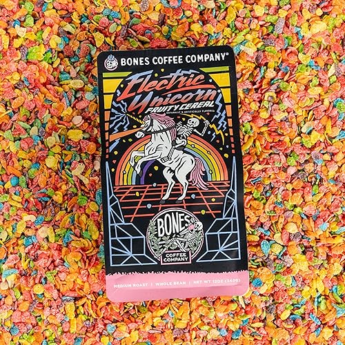 Miniatura 5 de Bones Coffee Company - Café Electric Unicorn, 12onzas de café saborizado de baja acidez y tueste medio, bebida de café gourmet (sabor a cereal de