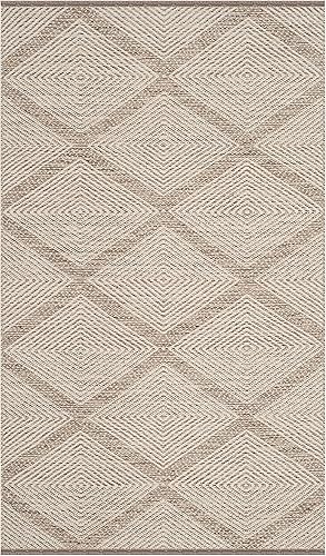 SAFAVIEH Colección Montauk - Alfombra decorativa de 2 x 3 pies, color beige, hecha a mano, de algodón, ideal para zonas de alto tráfico en entrada,