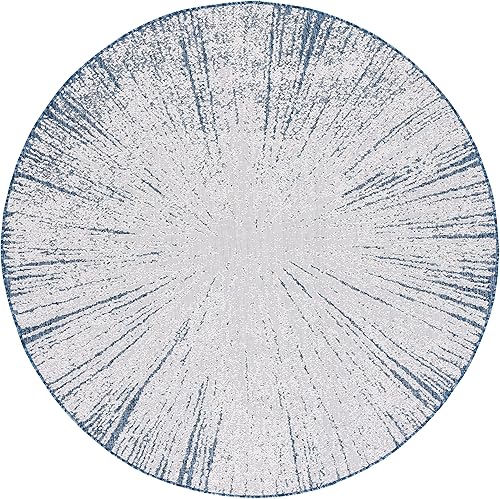 Miniatura 2 de SAFAVIEH Courtyard Collection CY8893 - Alfombra redonda de 6 pies 7 pulgadas, color beigeazul marino, para interiores y exteriores, fácil limpieza,