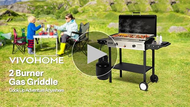 テーブル・チェア・ハンモック SmartPeak 2 Burner Grill Table 120cm Amazon.com: VIVOHOME 2-Burner Outdoor Griddle Station with