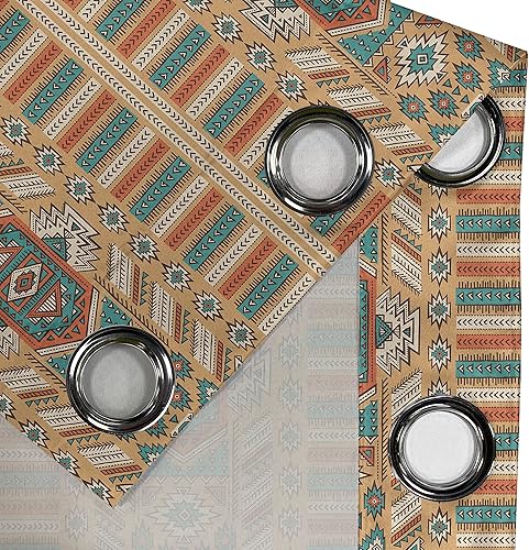 Miniatura 5 de Ambesonne Cortina tribal con ojales, patrón de tribu secreta en estilo bohemio, cortinas decorativas de 2 paneles para ventana de dormitorio y sala