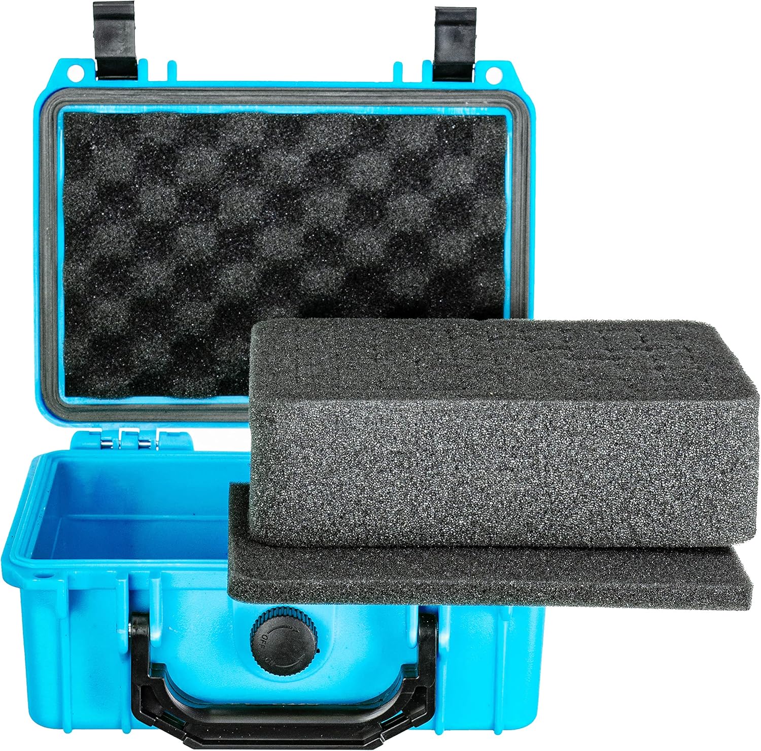 Eylar Protective Gear and Camera Hard Case with Custom Logo Engraved Plate, Water & Shock Proof w/Foam TSA Approved 8.12 inch 6.56 inch 3.56 inch (Neon Blue)