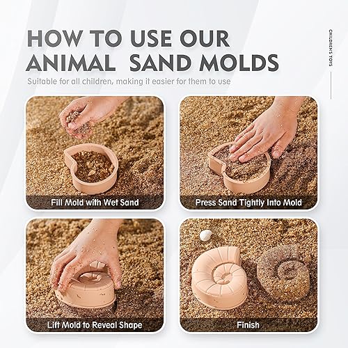 Miniatura 9 de MarcZero 11 juguetes de playa de silicona, modernos juguetes de playa para bebés, juego de playa apto para viajes, cubo de silicona, pala, 8 moldes