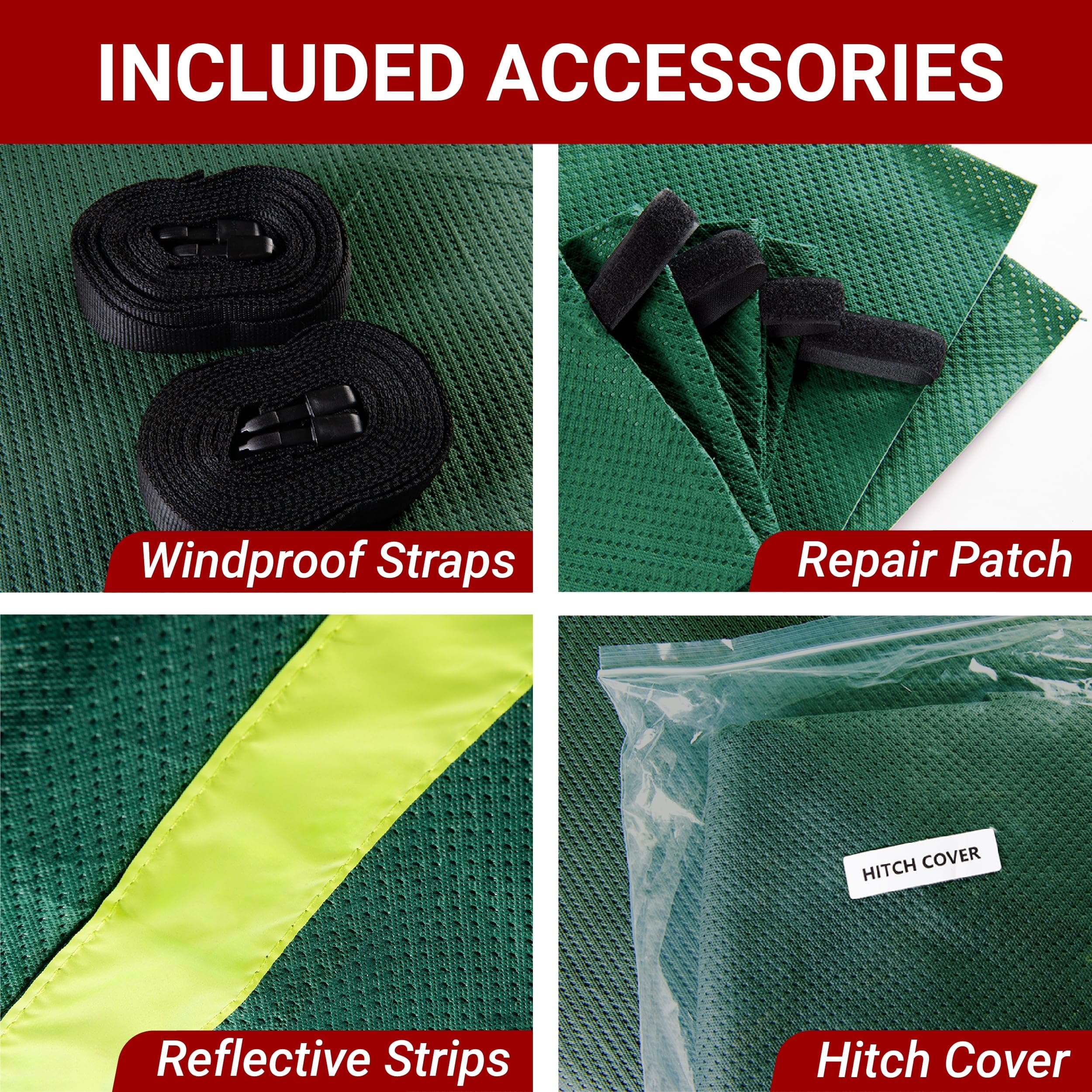 UK Custom Covers CC795GREENAD5 - Funda transpirable, resistente, 4 capas, cubierta de enganche gratis, verde, 12-25 pies