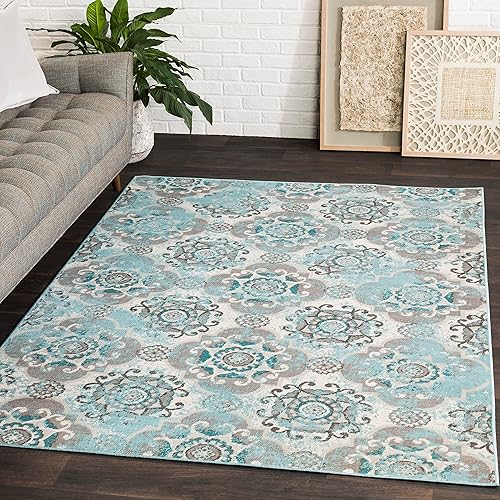 Artistic Weavers Liana - Alfombra de transición, 2 pies 2 pulgadas x 4 pies, color verde azulado