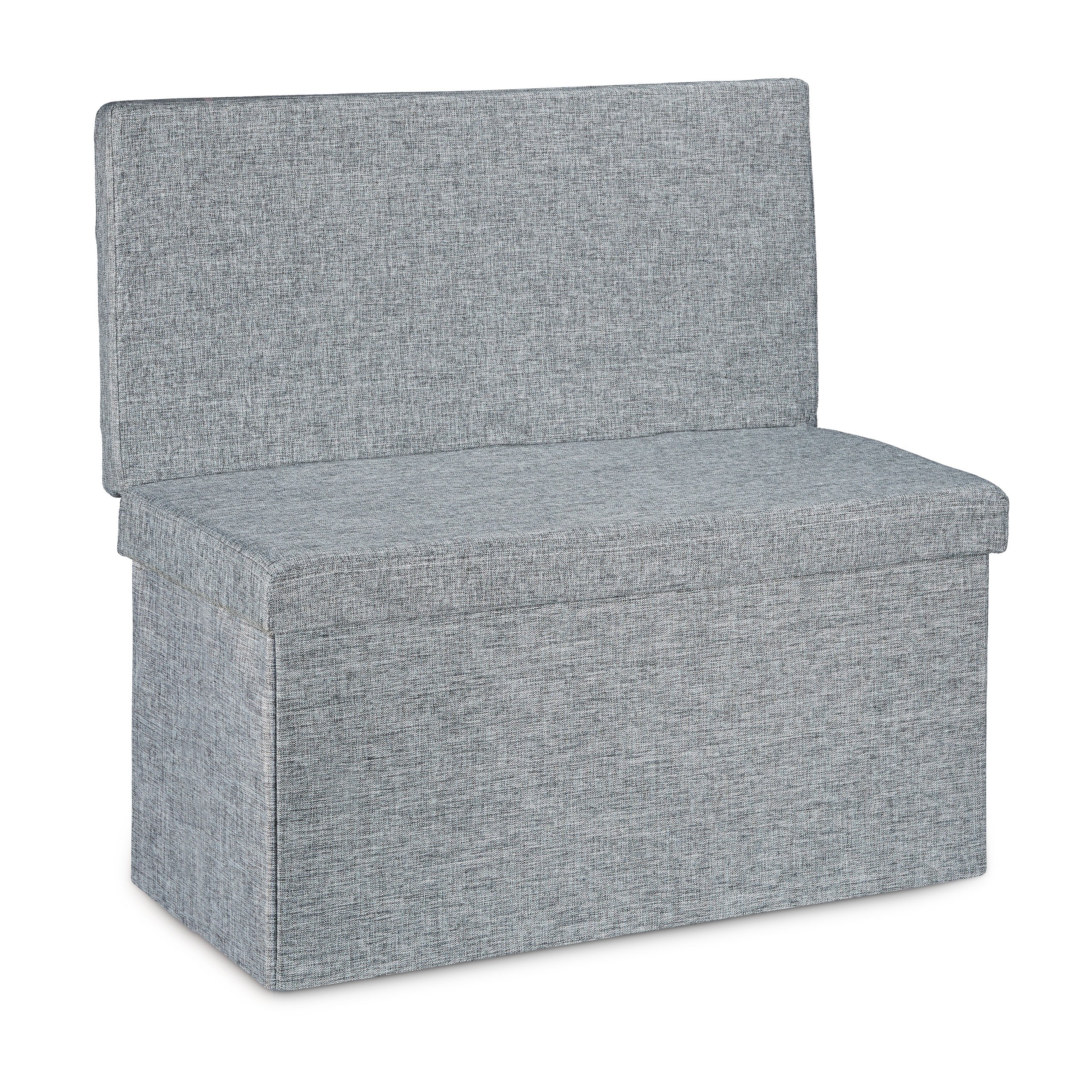 Relaxdays Panca Pieghevole con Schienale, Sgabello, con Coperchio e Contenitore, in Lino, HxLxP: 73x76x38cm Grigio