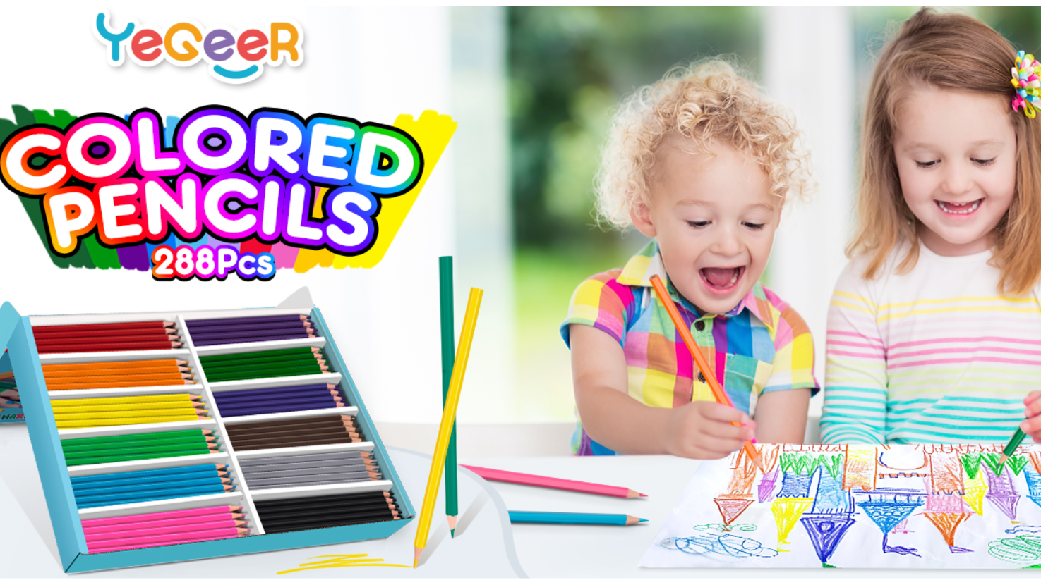 Amazon.com: YEGEER 288 Count Colored Pencils Bulk, 12 Assorted