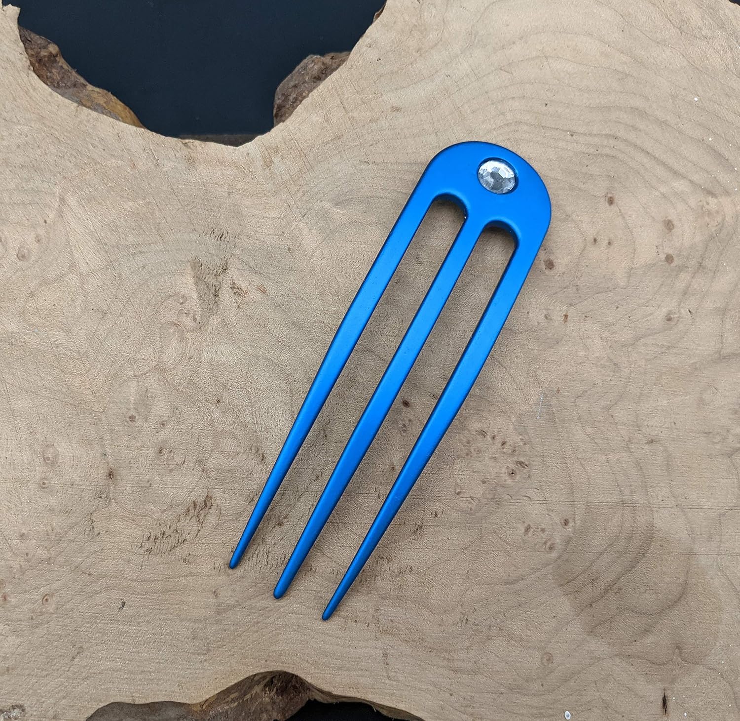 (2) Anodized Aluminum Matte Finished 3 Prong Hair Fork 4.9 inch Curved Unbreakable Waterproof with FPL of 4 inches (aqua)