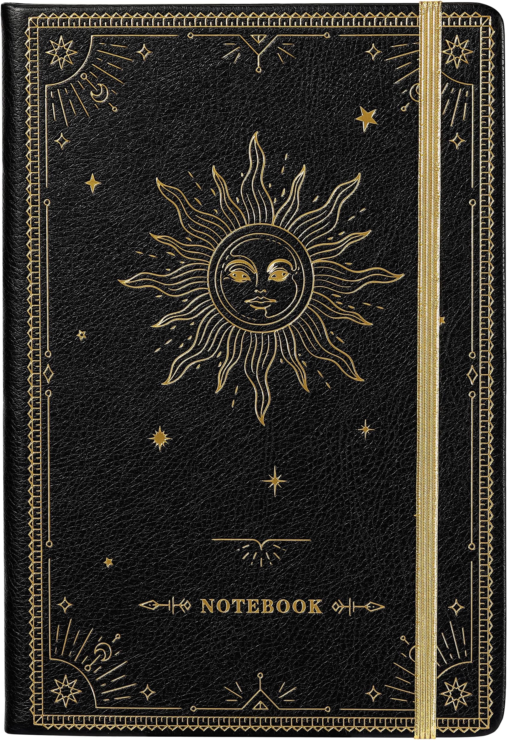Artfan Ruled Notebook/Journal – Premium Thick Paper Classic Writing Notebook with Pocket + Page Dividers Gifts, Banded, Large, 128 Pages, Hard Cover, Lined (5.3" x 8.26") - Black