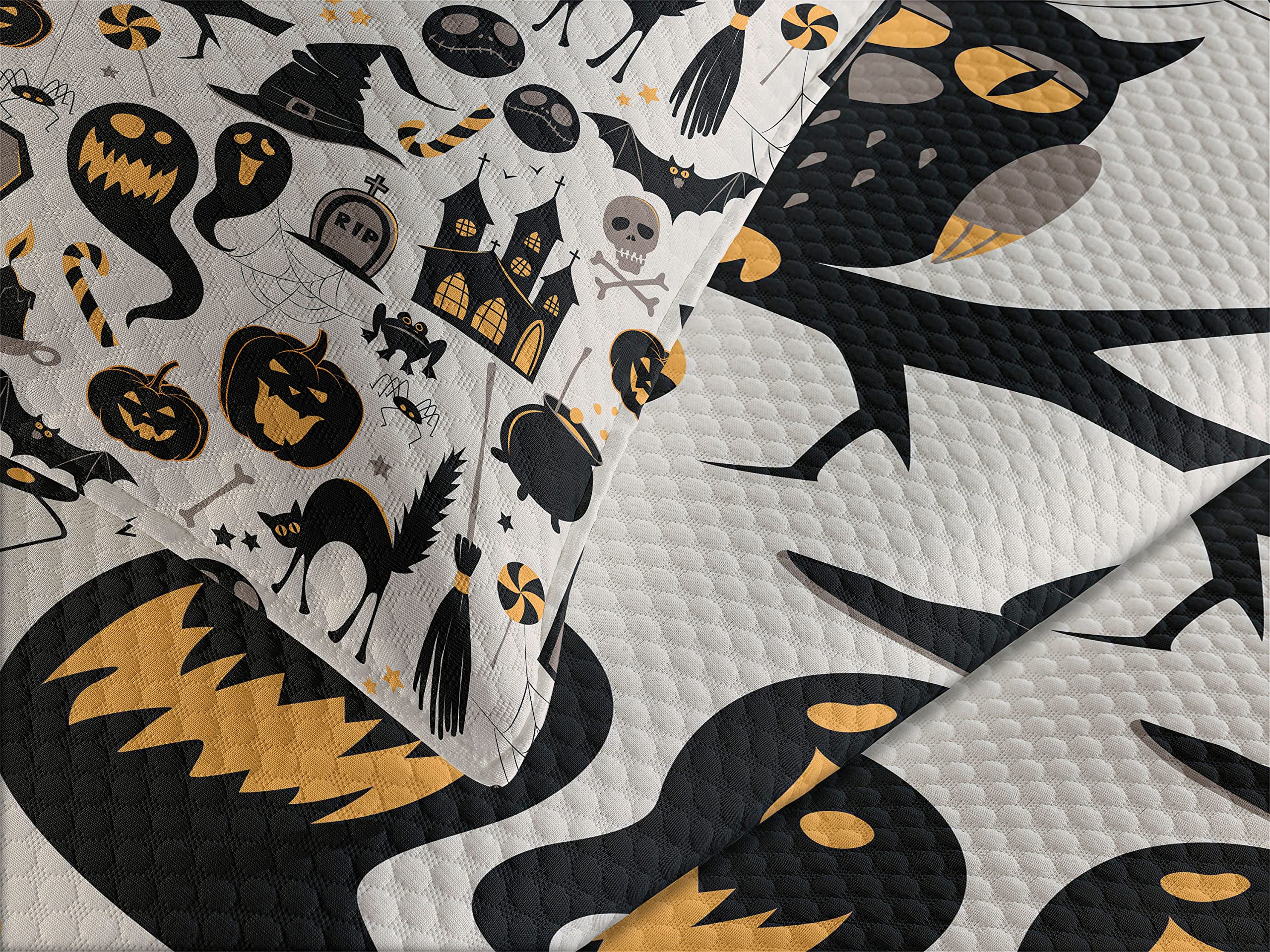 Amazon｜Lunarable ヴィンテージ ハロウィン ベッドスプレッド
